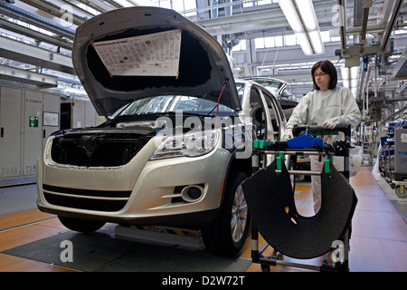 Wolfsburg, Deutschland, Volkswagen Fabrik, Produktion des Tiguan Stockfoto