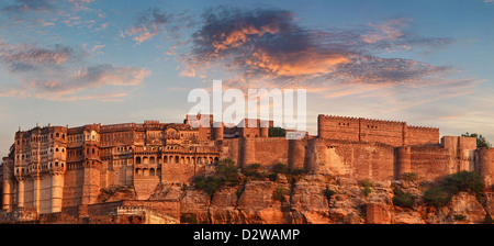Mehrangarh Fort, befindet sich in Jodhpur, Rajasthan ist eine der größten Festungen in Indien. Stockfoto
