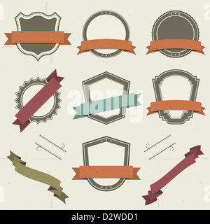 Illustration aus einer Sammlung von Vintage Schilde und andere Abzeichen mit Banner, Etiketten, Bänder für feste und feiern Stockfoto