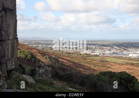 Carn Brae Burg und Restaurant oben Camborne und Redruth, Cornwall Stockfoto