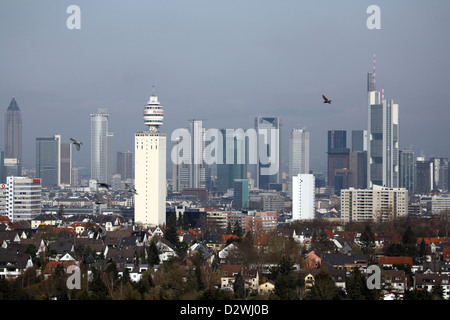 Frankfurt am Main, Skyline des Finanzzentrums Stockfoto