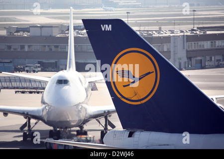 Frankfurt Am Main, Deutschland, Lufthansa Flugzeug am Frankfurter Flughafen Stockfoto