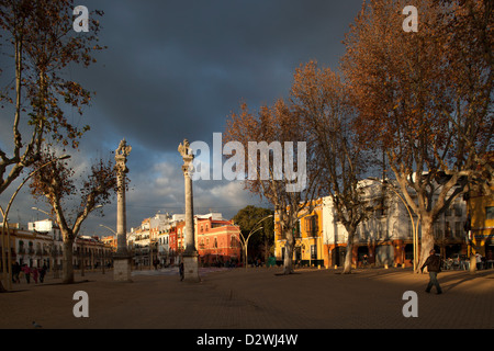 Sevilla, Spanien, römische Säulen an der Alameda de Hercules-Stelle Stockfoto