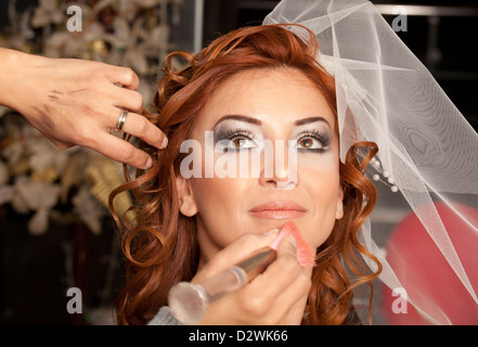 EyeMakeup.Make-up.Eyes Schatten. Lidschatten-Pinsel Stockfoto