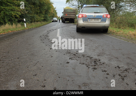 Großen Wiehe, Deutschland, überprüfte Polizei Fahrzeuge Ernte Stockfoto