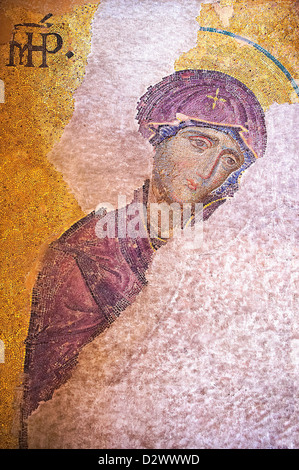 Detail der Jungfrau Maria aus dem byzantinischen Flehen Mosaik Hagia Sophia, Istanbul, Türkei Stockfoto