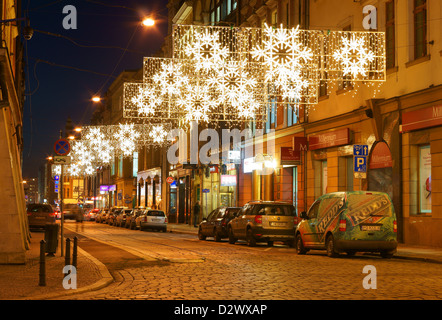 Breslau Altmarkt in Weihnachtsschmuck bei Nacht Stockfoto