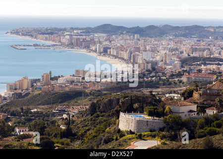 Blick nach Fuengirola vom Benelmadena Stupa Costa del Sol Spain Küste Stockfoto