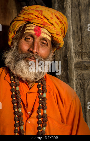 Porträt eines Sadhu, Heiliger Mann, Pashupatinath Tempel, Kathmandu, Nepal Stockfoto