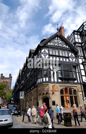 Die einzigartige Bauweise der Zeilen Chester in Chester, Cheshire UK Stockfoto