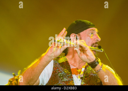 Legendäre Flötist und Sänger Ian Anderson von Jethro Tull, 2012 Stockfoto