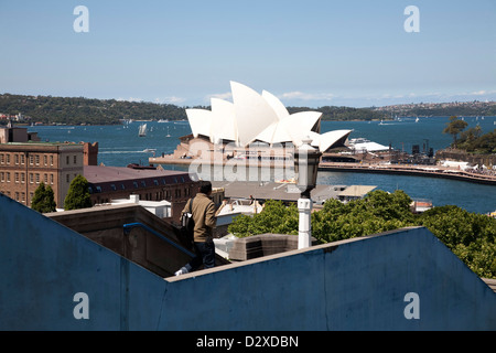 Erhöhten Blick des Sydney Opera House vom Cahill Expressway The Rocks Sydney Australia Stockfoto