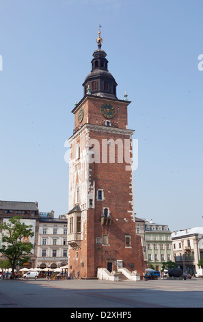 Rathausturm in großen Marktplatz, Krakau, Polen Stockfoto