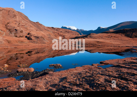 Klarem Himmel auf der Mountain Lake und rote Erde Stockfoto