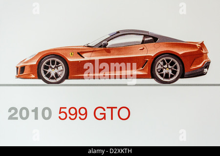 Grafische Darstellung der 2010 Ferrari 599 GTO, Museum Ferrari, Maranello, Italien Stockfoto