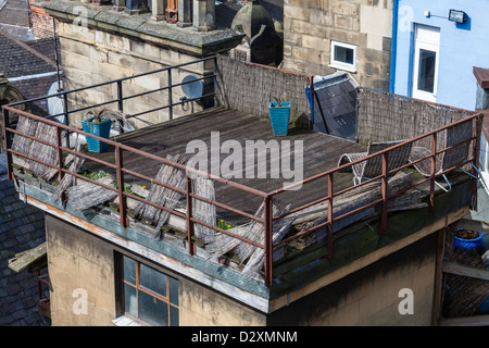 Ansichten aus der Tyne Brücke über die Dächer und Kai und Seite Newcastle Upon Tyne, Tyne and Wear, UK Stockfoto