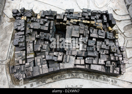 Ein Modell der alten Kowloon Walled Stadt bevor es war 1994, Hong Kong demolised. Stockfoto