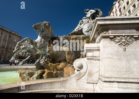 BARTHOLDI BRUNNEN PLACE DES TERREAUX LYON RHONE ALPES FRANKREICH Stockfoto