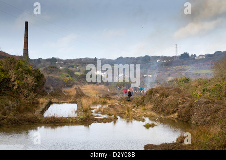 Großen Wheal Seton; Erhaltung der Arbeit; Cornwall; UK Stockfoto