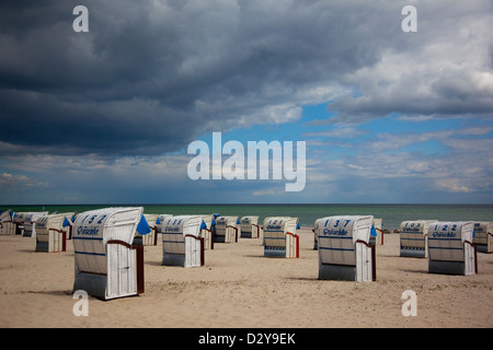 Ostseeheilbad, Deutschland, am Ostseestrand Strandkoerbe Stockfoto