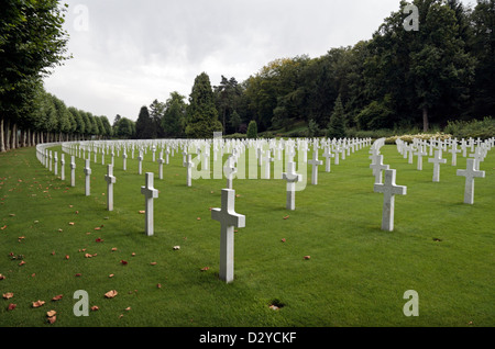 Grabsteine in der Aisne-Marne amerikanischen Friedhof und Denkmal, Belleau, in der Nähe von Chateau-Thierry, Frankreich. Stockfoto