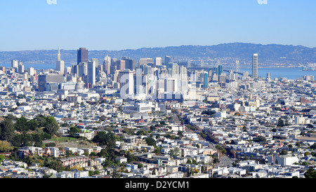 Panoramablick auf die Innenstadt von San Francisco, CA Stockfoto