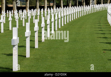 Grabsteine in der Aisne-Marne amerikanischen Friedhof und Denkmal, Belleau, in der Nähe von Chateau-Thierry, Frankreich. Stockfoto