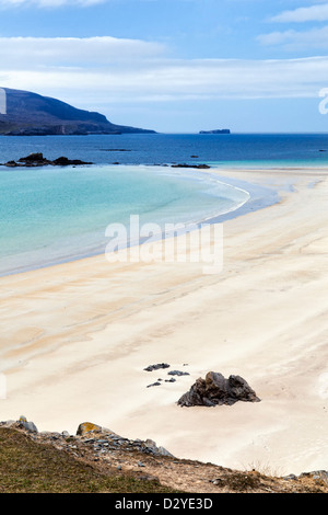 Herrlichen Sandstrand und die Bucht von Balnakeil Bucht, Durness, Sutherland in Schottland in Richtung Cape Wrath Stockfoto