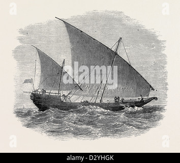 SCHIFFE IN DER ZANZIBAR SKLAVENHANDEL VERWENDET: BUGALA ODER DHOW 1873 Stockfoto