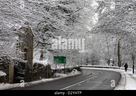 A6-Hauptstraße durch Bakewell im Peak District National Park Stockfoto