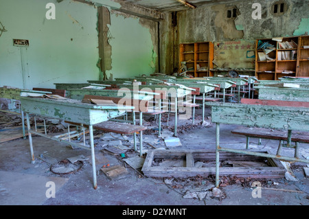 Chernobyl Katastrophe Ergebnisse. Verlassene Schule. Stockfoto