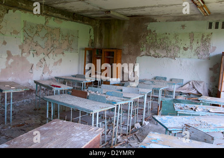 Chernobyl Katastrophe Ergebnisse. Verlassene Schule. Stockfoto