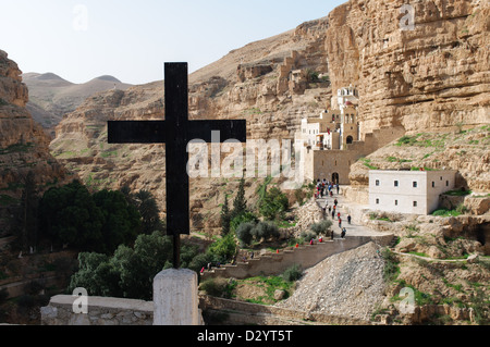 Kloster St. George Griechisch Orthodox, ein Kloster befindet sich in der Judäischen Wüste Wadi Qelt, im östlichen Westjordanland Stockfoto