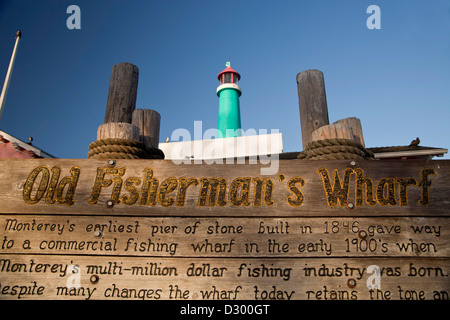 Melden Sie alte Fishermans Wharf in Monterey, Kalifornien, Vereinigte Staaten von Amerika, USA Stockfoto