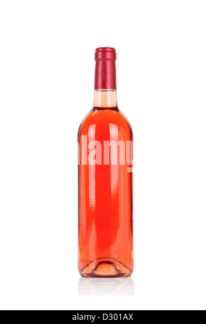 Flasche Roséwein isoliert auf weißem Hintergrund Stockfoto