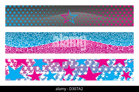 3 Banner mit Sternen für Ihre Website Stockfoto