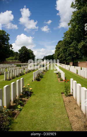 Ancre britischen Friedhof in Beaumont-Hamel an der Somme mit 1205 Gräber aus den Schlachten von 1916 im ersten Weltkrieg Stockfoto