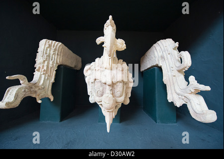 Skulptur im Museum für Bildhauerei an der Maya-Ausgrabungsstätte Copan Ruinen, UNESCO-Weltkulturerbe, Honduras, Mittelamerika Stockfoto