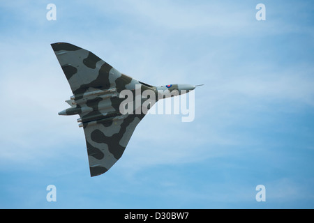 Der schöne Avro Vulcan-Bomber während des Fluges nach der Restaurierung. Stockfoto