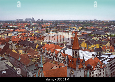 Blick auf München vom Kirchturm der St. Peter Stockfoto
