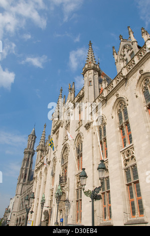 Architekturdetail des Provinciaal Hof in Grote Markt in Brügge Belgien Stockfoto