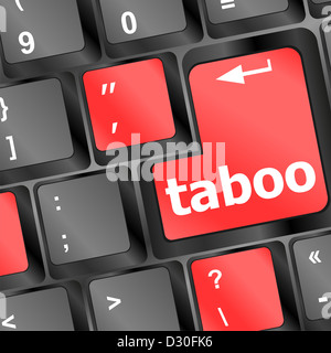 Computer-Tasten buchstabieren das Wort Tabu Stockfoto