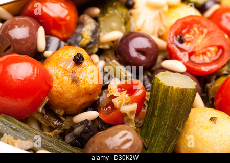 Makro von gedünstetem Gemüse Stockfoto