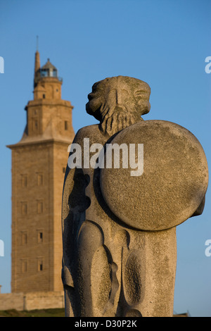 BREOGÁN DENKMAL (© XOSE CID MENOR 1995) HERKULESTURM RÖMISCHE LEUCHTTURM LA CORUNA GALIZIEN SPANIEN Stockfoto