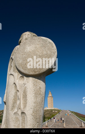 BREOGÁN DENKMAL (© XOSE CID MENOR 1995) HERKULESTURM RÖMISCHE LEUCHTTURM LA CORUNA GALIZIEN SPANIEN Stockfoto