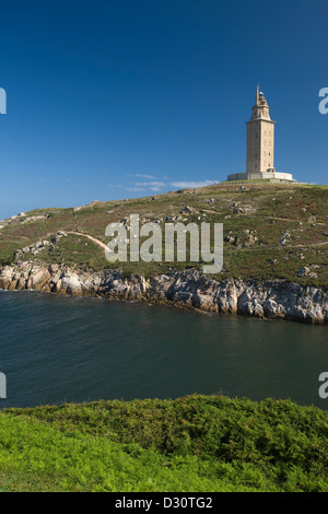 PLAYA DE AS LAPAS HERKULESTURM RÖMISCHE LEUCHTTURM LA CORUNA GALIZIEN SPANIEN Stockfoto