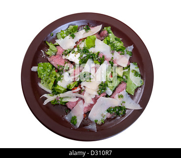 Gemüsesalat aus Käse und Schinken, spanische kitchen.isolated auf weißem Hintergrund. Stockfoto