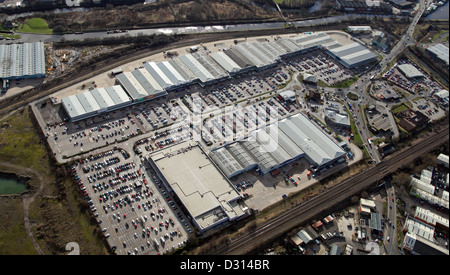 Luftaufnahme der Retail World, Einkaufszentrum Parkgate, Stadium Way, Rotherham Stockfoto