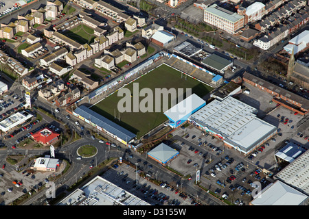 Luftbild von der Barrow Raiders Rugby-Liga-Club-Stadion in Barrow-in-Furness Stockfoto