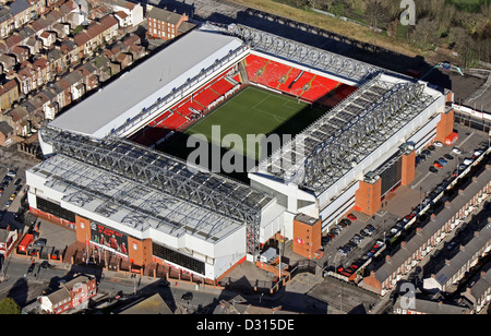 Luftaufnahme des FC Liverpool Anfield-Stadion Stockfoto